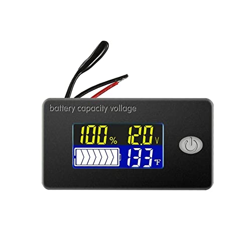 Battery Tester with Voltage & Temperature Display - Meter for Lead Acid & Lithium Batteries (12V Alarm)