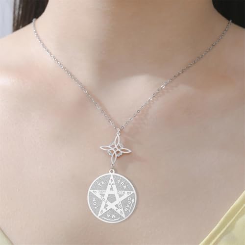 New 2026 God Name Tetragrammaton Pentacle Necklaces Stainless Steel Sacred Witch Knot Pendant Chain Seal Amulet Jewelry2