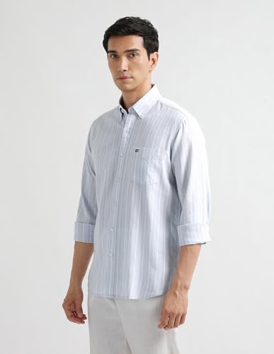 Image of Arrow Striped Slim Fit Mens Casual Shirts - 100% Cotton, Breathable & Comfortable, Full Sleeves Shirts for Men