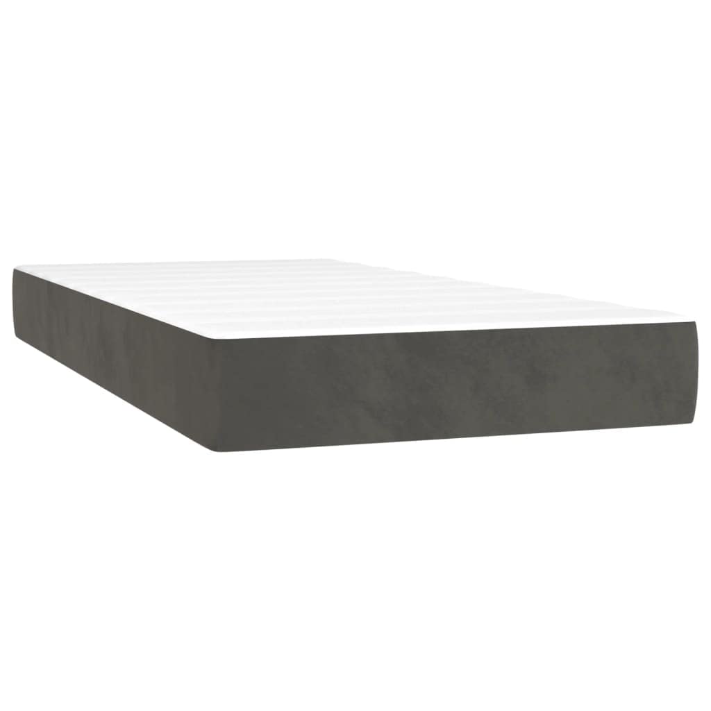 Aksamitne łóżko kontynentalne z LED regulowanym zagłówkiem 80x200 cm szary | Łóżko kontynentalne z materacem i LED aksamit szary 80x200 cm sypialnia oświetlenie