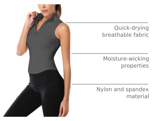 Image of Flygo Women's Full Zip Sleeveless Workout Yoga Active Jacket Vest Golf Shirts