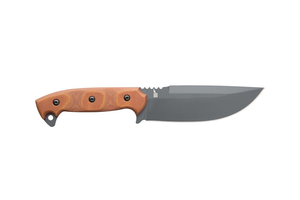 Tops Knives Armado 6.5 Full Tang Fixed Blade Knife - Sniper Gray Blade Finish - Black Kydex Sheath (Tan Canvas Micarta Handle)