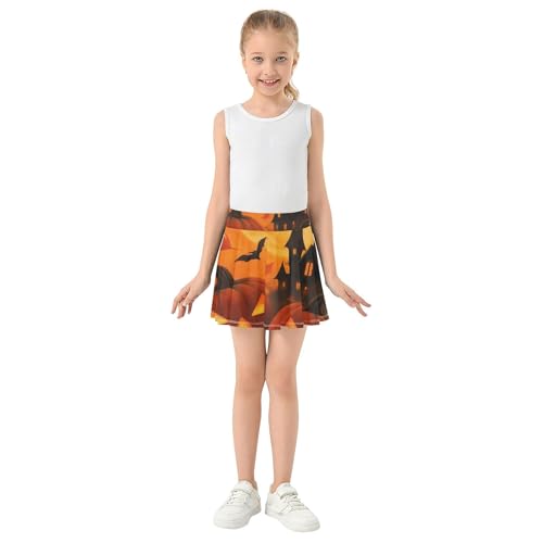 Athletic Shorts Girls Skorts Halloween Scene Carved Pumpkins Toddlers Tennis Skirts Kid Teen Butterfly 3t3