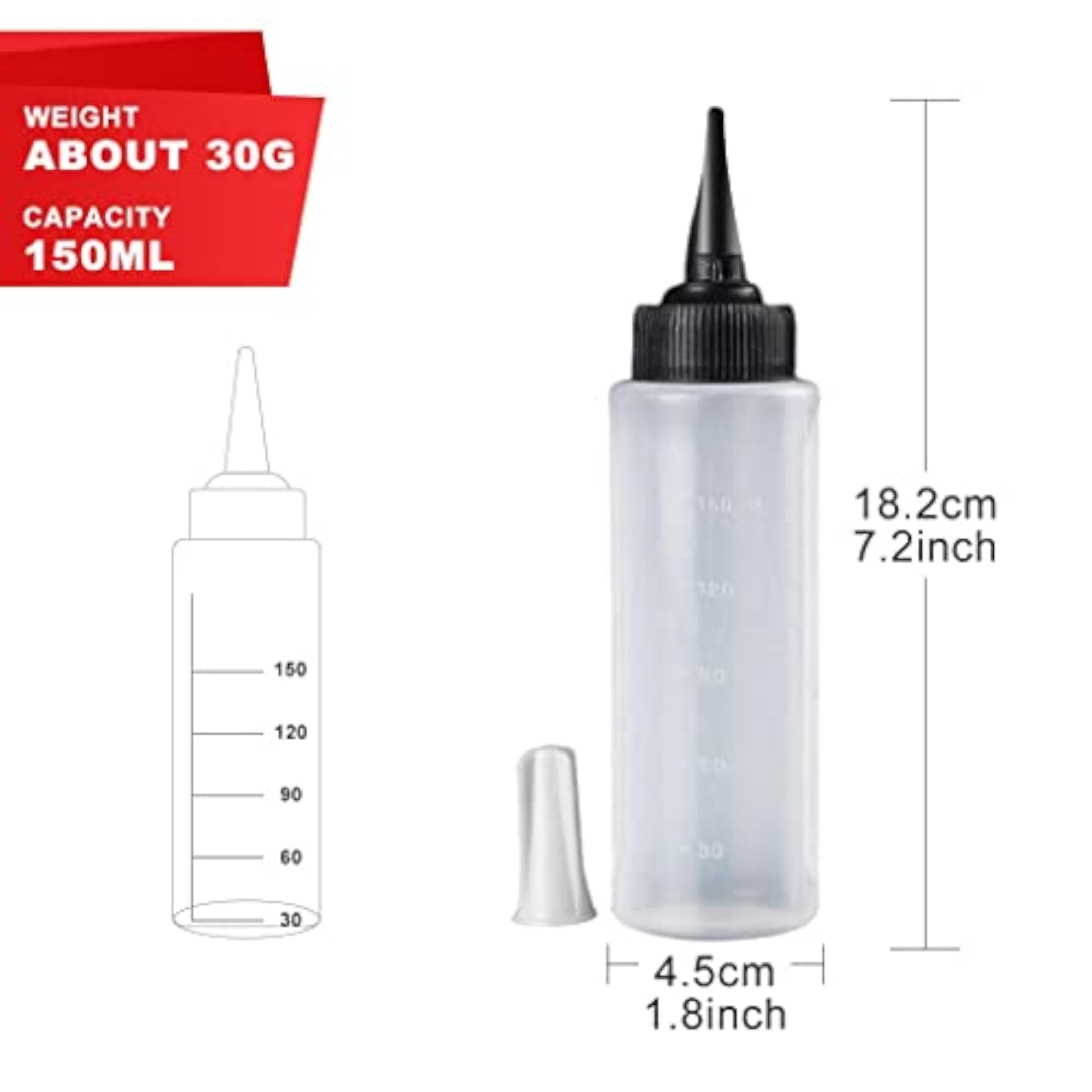 3pc 150ml Empty PVC Salon Hair Color Applicator Bottles