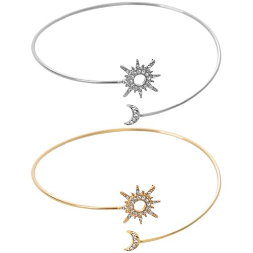 Holibanna Sun and Moon Arm Cuff Bracelets for Women Metal Upper Arm Bands Adjustable Silver Cuff Jewelry for Festival Party Daily Wear