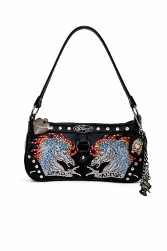 ED HARDY Womens Shoulder Crossbody Bag (Black Twin Horse)