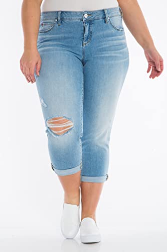 Slink - Premium Women's Plus Size Stretch Mid Rise Boyfriend Jeans (Indigo)2