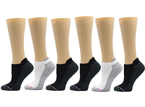 Dr. Motion Womens Low Cut Cushioned Breathable Compression Ankle Socks with Arch Support 6 Pairs