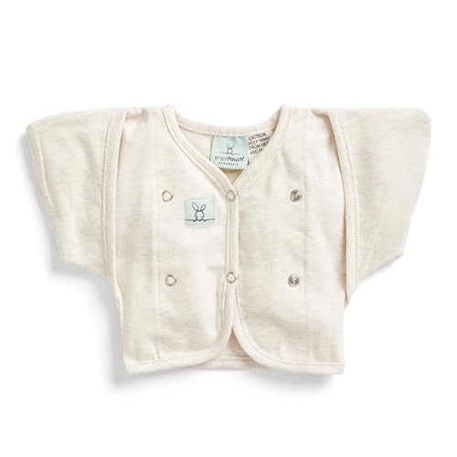 Image of ergoPouch Butterfly Cardi 0.2 TOG - Revolutionary Swaddle Transition Aid w /Arm Pockets, Ideal for Hands-Up Sleeping, Worn Over Swaddle or Sleep Sack, Stretchy & Breathable (2-6 Months, Oatmeal Marle)