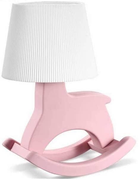 Lampe de bureau rose cheval à bascule luminaire de table led pour chambre d'enfant