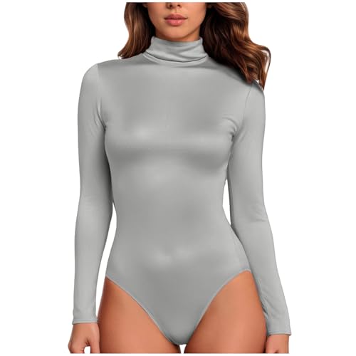 Langärmeliger Rollkragen-Body für Damen, schmale Passform, Stehkragen,...