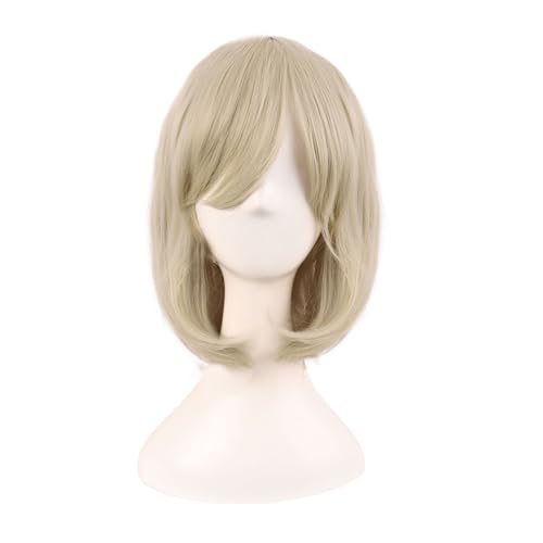 MapofBeauty 14 Inch Female Medium Length Straight Hair Bob Wig (Blonde)