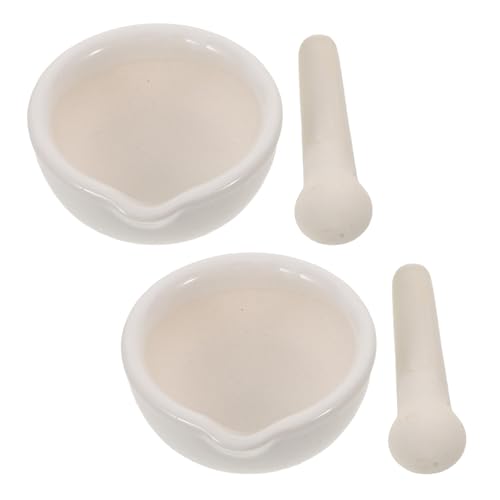 Mortero de cerámica claro con pitorro Hemobllo set de 2 piezas para cocina