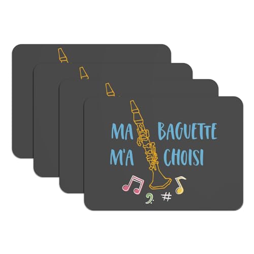 Set de table musique protégeant des rayures avec dessous caoutchouc grand format noir
