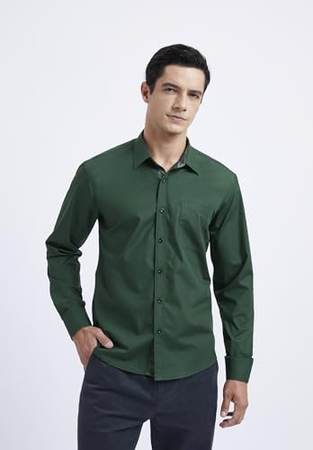 Image of HISDERN Mens Business Dress Shirts Long Sleeve Casual Button Down Shirt Formal Inner Collar Contrast Shirt for Men Wedding