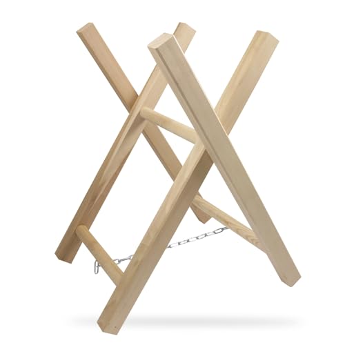 UNIVERSEL - Chevalet De Tronçonnage En Bois De Hêtre/Frêne - 2 Trétaux Pour Sciage Et Coupe De Bûche - Longeur 63 cm - Largeur 40 cm - Hauteur 54 cm