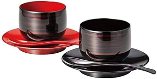 彩波椀・皿ペア スプーンセット 白檀(びゃくだん)漆塗り/食器セット ペア プレート 椀 カップ