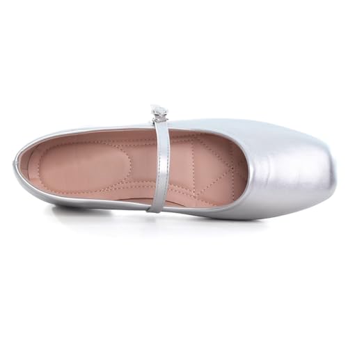 Image of TN TANGNEST Leather Flats for Women Comfortable Square Toe Slip On Flats Soft Work Flats Retro Mary Jane Flats