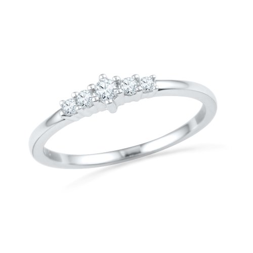 D-GOLD Sterling Silver Round Lab Created White Sapphire Anniversary Ring