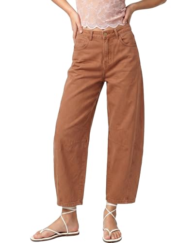 GRAPENT 2025 Barrel Jeans for Women Balloon Wide Leg Cropped