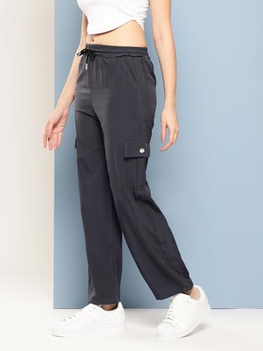 Image of Aarika Womens Casual Wear Black Colour Solid Crep Cargo Pant