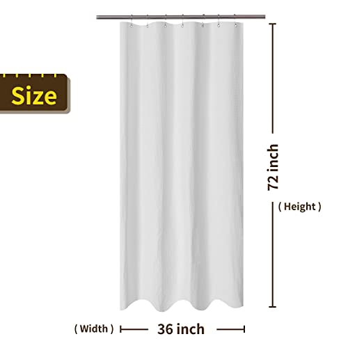 Image of Stall Shower Curtain Fabric 36 x 72 inch - Waffle Weave, Spa, Hotel Collection, Heavy Duty, Water Repellent, White - Pique Pattern for Decorative Bathroom Curtains (230 GSM)