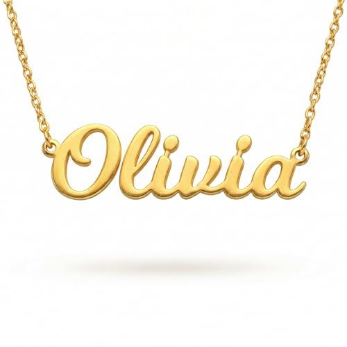 14k Solid Gold Personalized Name Necklace, Custom Script Nameplate Necklace, Dainty Custom Name Necklace For Women, 18K Gold Plated Nameplate Customized Pendant, Gift for Her, Birthday Gift