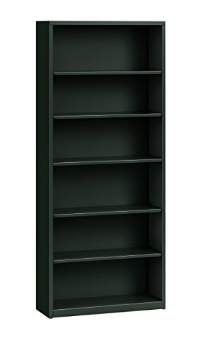 Image of HON Brigade Metal Bookcase - Bookcase with Six Shelves, 34-1 /2w by 12-5 /8d by 81-1 /8h, Charcoal (HS82ABC)