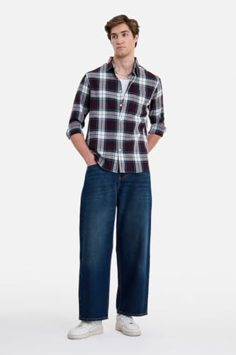 Image of SNITCH Men Casual Shirt | Regular Fit Full Sleeve Spread Collar Plaid Checks Style | 100% Cotton Twill & Breathable Fabric, Social Outings & Office
