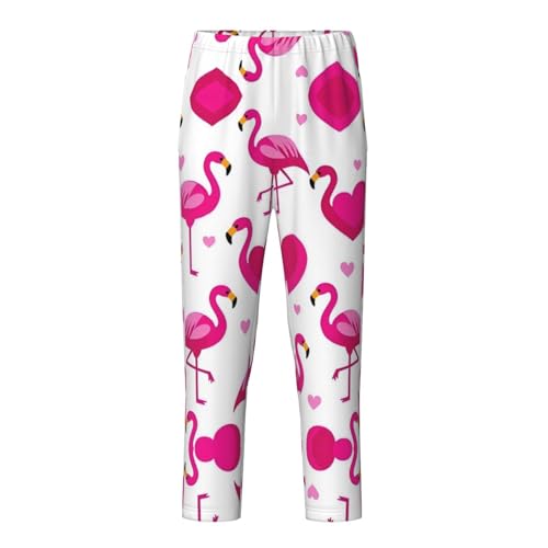 Pajama Pants Pajama Bottoms with Elastic Waistband Sleepwear Lounge Pants, Flamingo Love Heart