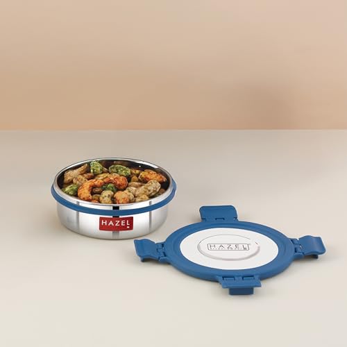 Image of HAZEL Stainless Steel Storage Containers For Kitchen, Air Tight & Leak Proof, 360 Ml, Tiffin Box For Lunch,Silver