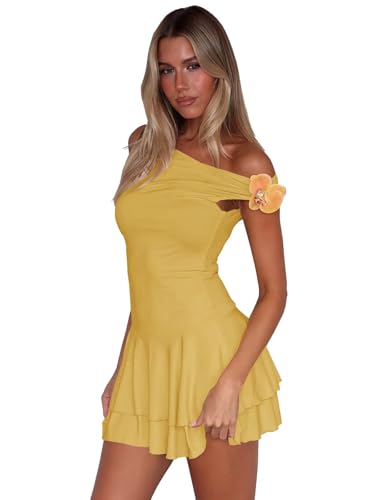 Off Shoulder Tiered Homecoming Dresses for Teens Short Satin Mini Formal Cocktail Party Gowns