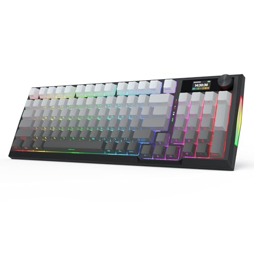 Image of Redragon Wireless Mechanical Keyboard, Gasket RGB Gaming Keyboard with Screen & Knob, Tri-Mode BT5.0 /2.4G /USB-C, 95 Keys Hot Swappable, Side Printed PBT Keycaps, Thick Pre-Lubed Linear Switch, K725SP