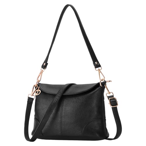 HUA ANGEL Crossbody Bags for Women, Leather Shoulder Purse Bag with 2 Removable Straps, Multi Pocket Trendy Hobo Bag Satchel