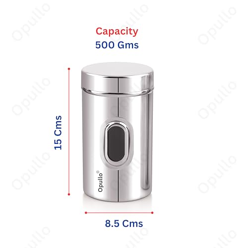 Image of Opullo Mother's Choice See Through Containers | Small Steel Containers | Steel Container with Lid | Stainless Steel Slim Container | Ubha Dabba | Steel Airtight Container | 500 GMS | Pack of 3