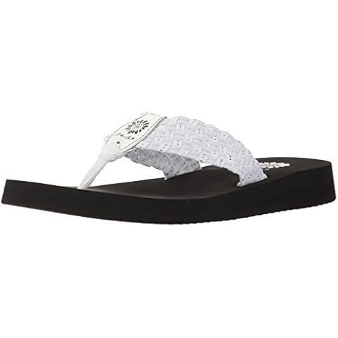 Yellow Box Women's Soleil Wedge Sandal, White/Silver, 8 M US Cover