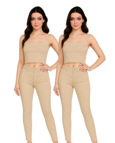 Image of Women's Seamless Long Crop Top Combo | Lightly Padded Smooth Stretchable Camisole Bra for Daily Comfort & Support | Pack of 2