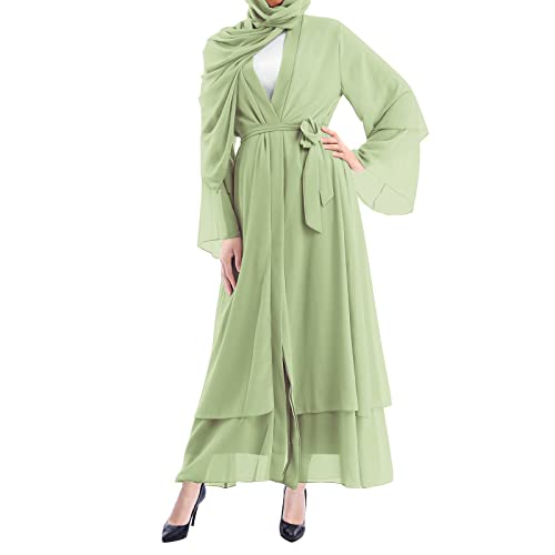 Women's Chiffon Muslim Cardigan Kaftan East Arabian Abaya Dress Casual Islamic Cover Up Long Dresses2