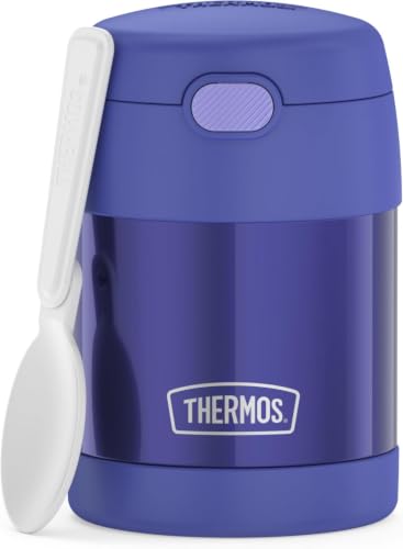 Image of THERMOS FUNTAINER Insulated Food Jar,10 Ounce,Kid Friendly Food Jar with Foldable Spoon,Purple,(Pack of 6)