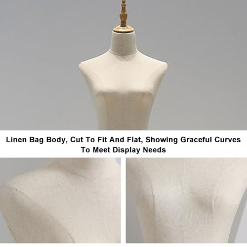 Torso de maniquí de medio cuerpo regulable 132-182 cm con soporte de trípode para ropa 4