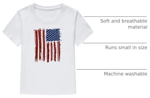 Image of Kids Boys 4th of July Shirts Toddler American Flag T-Shirt Girls Patriotic Short Sleeve Tees Cotton Top Clothes 1-7T