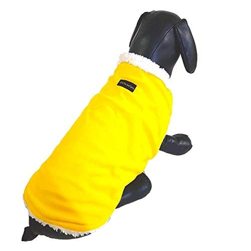Kitty & The Woof Gang Soft Yellow Velvet Winter Jacket with Faux Fur Lining for Dogs, Cats, and Puppies - Cozy Round Neck Coat - 18In-XL (B08R78D2QV) Amazon Price History, Amazon Price Tracker