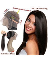 360 Full Lace Wig Straight 360 Lace Front Human Hair Wigs Peruvian Virgin 360 Lace Frontal Wig 130% Density with Pre Plucked Natural Hairline Baby Hair 360 Full Lace Human Hair Wig (20")