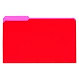 Universal 15303 Recycled Interior File Folders, 1/3 Cut Top Tab, Legal, Red, Box of 100