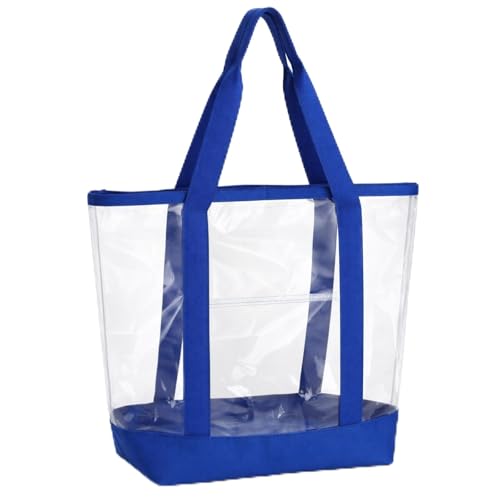 Image of Silkfly Clear Tote Bags Bulk, PVC Shoulder Handbag, Security Approved See Through Bag with Zipper Closure for Work