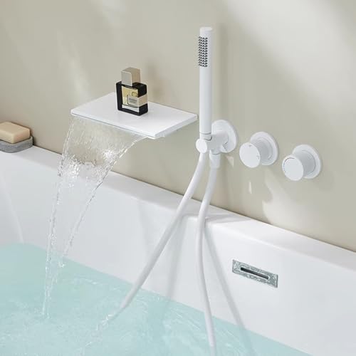 Robinet de salle de bain anti calcaire cascade blanche et douche murale LWX