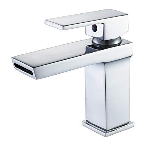 Waterfall Basin Sink Mixer Tap,Luckyhome Bathroom Single Handle Taps Modern Chrome Lever Faucet Cover