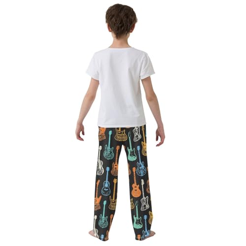 ZZXXB Guitar Print Boys Long Pants Soft Trousers Elastic Waist Kids Lounge Bottoms with Pockets S-XL3