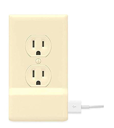 5 Pack - SnapPower USB Charger Outlet Wall Plate Cover - No Batteries Or Wires - Installs in Seconds (Duplex, Light Almond)