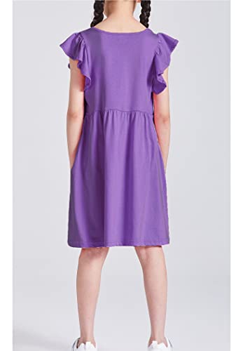 DaniChins Girl Casual Flutter Sleeve Dress with Pockets4